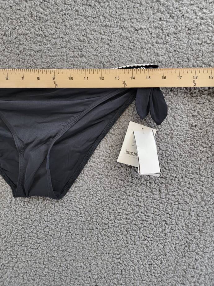 Lemlem Lucy Embroidered Trim Bikini Bottoms Women's L Black/White Tie Closure