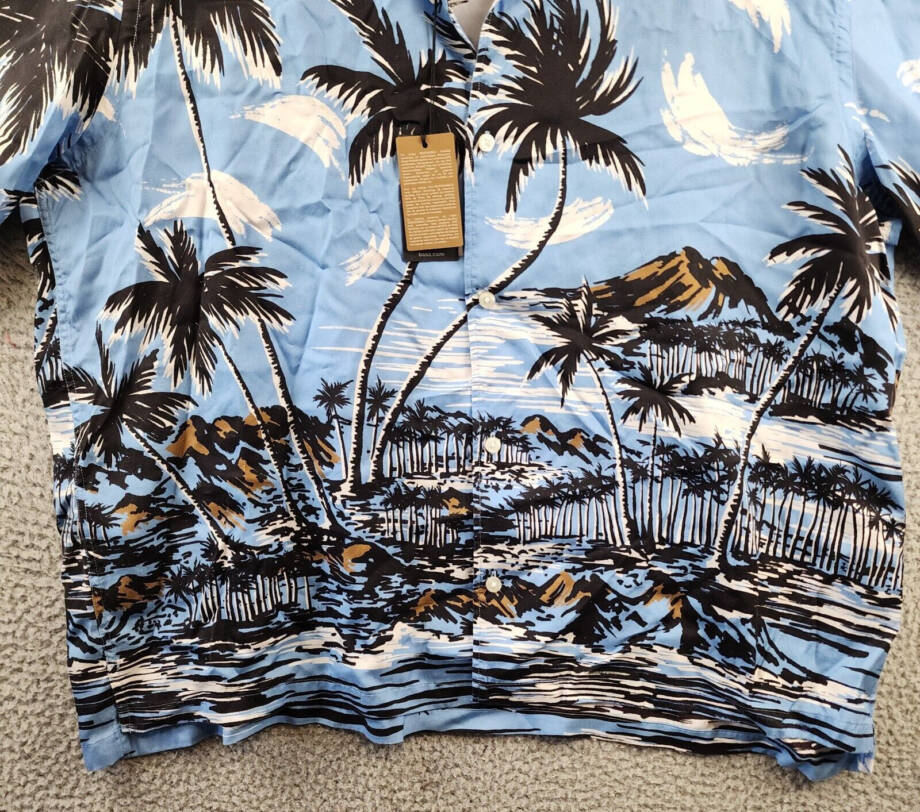BOSS Lars Tropical Print Button-up Camp Shirt Men's XXL Blue Multi Short Sleeve