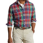 Polo Ralph Lauren Classic-Fit Plaid Oxford Workshirt Men's L Red/Green Multi L/S