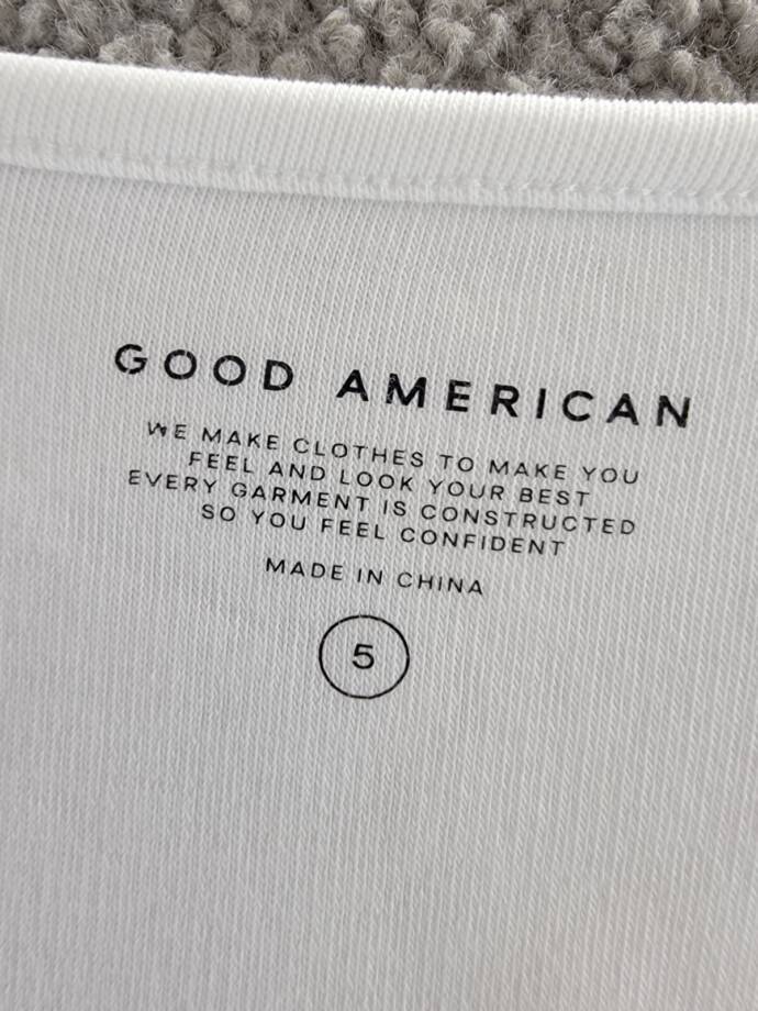 Good American Snap Front Henley Bodysuit Top Women's 5 White Scoop Neck L/S