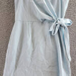French Connection Whisper Strapless Mini Bow Dress Women's 10 Blue Zip Closure~