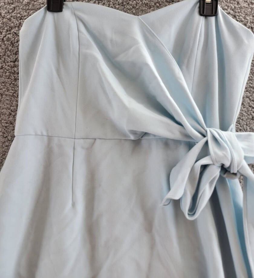 French Connection Whisper Strapless Mini Bow Dress Women's 10 Blue Zip Closure~