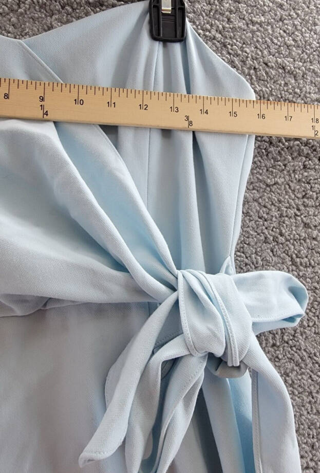 French Connection Whisper Strapless Mini Bow Dress Women's 10 Blue Zip Closure~