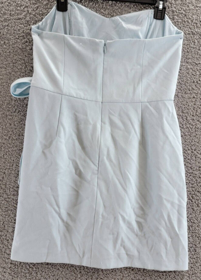 French Connection Whisper Strapless Mini Bow Dress Women's 10 Blue Zip Closure~