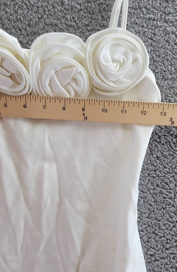 Line & Dot Flor Rosette Mini Dress Women's S Off-White Sleeveless Lined Zipper~