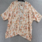 Anne Klein Printed Open-Front Kimono Cardigan Women's L/XL Multi Long Sleeve