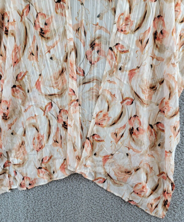 Anne Klein Printed Open-Front Kimono Cardigan Women's L/XL Multi Long Sleeve
