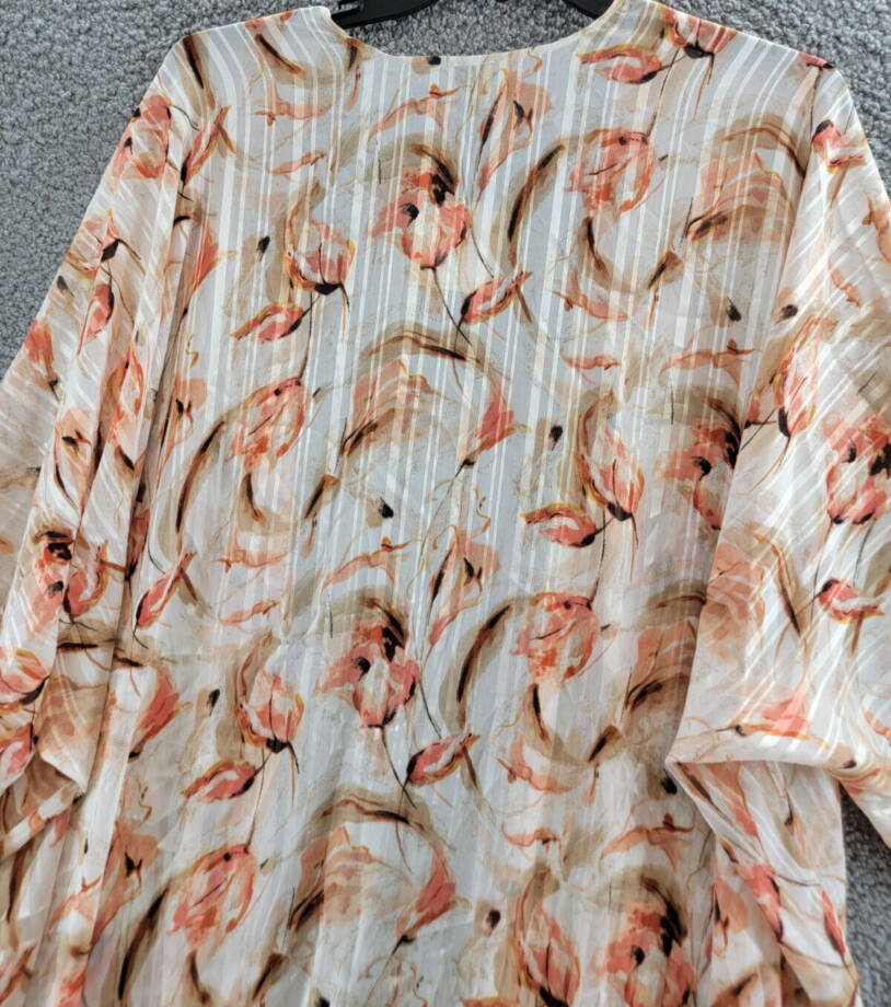 Anne Klein Printed Open-Front Kimono Cardigan Women's L/XL Multi Long Sleeve