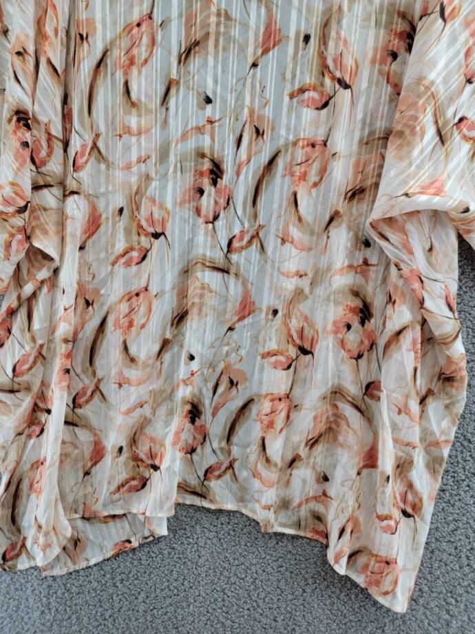 Anne Klein Printed Open-Front Kimono Cardigan Women's L/XL Multi Long Sleeve