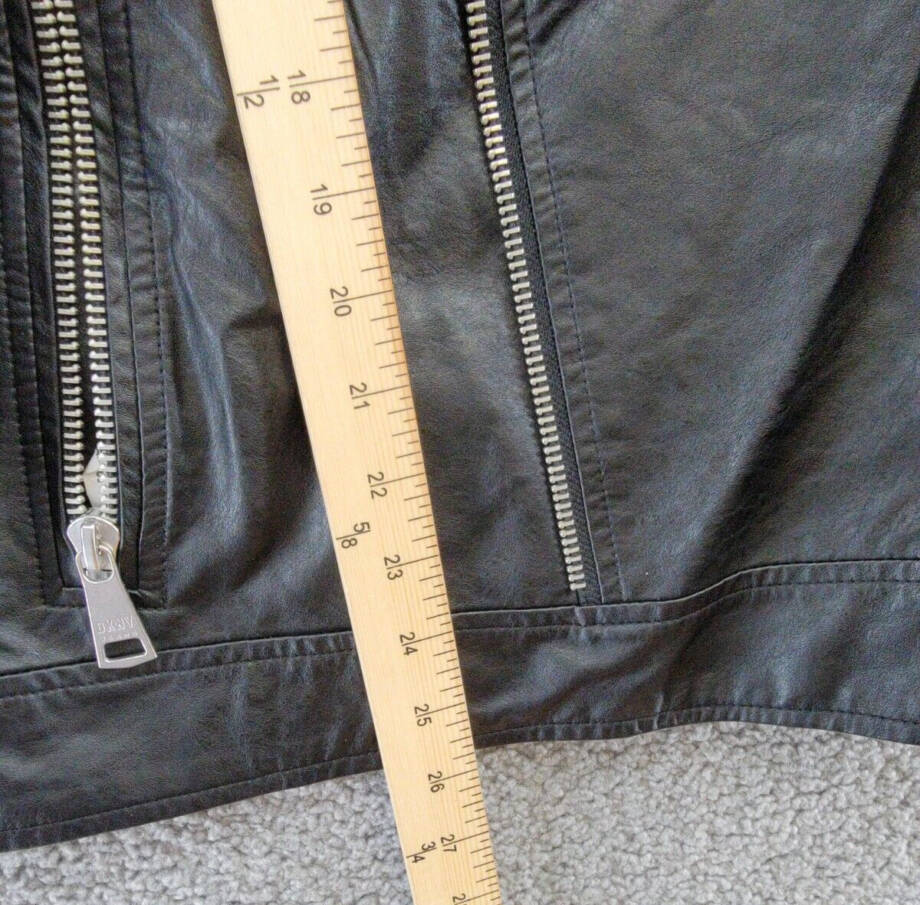 DKNY Jeans Faux-Leather Zip-Detail Moto Jacket Women's XL Black Zip Closure L/S