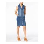 INC International Concepts Petites Denim Braided Casual Dress Women's 0P Indigo