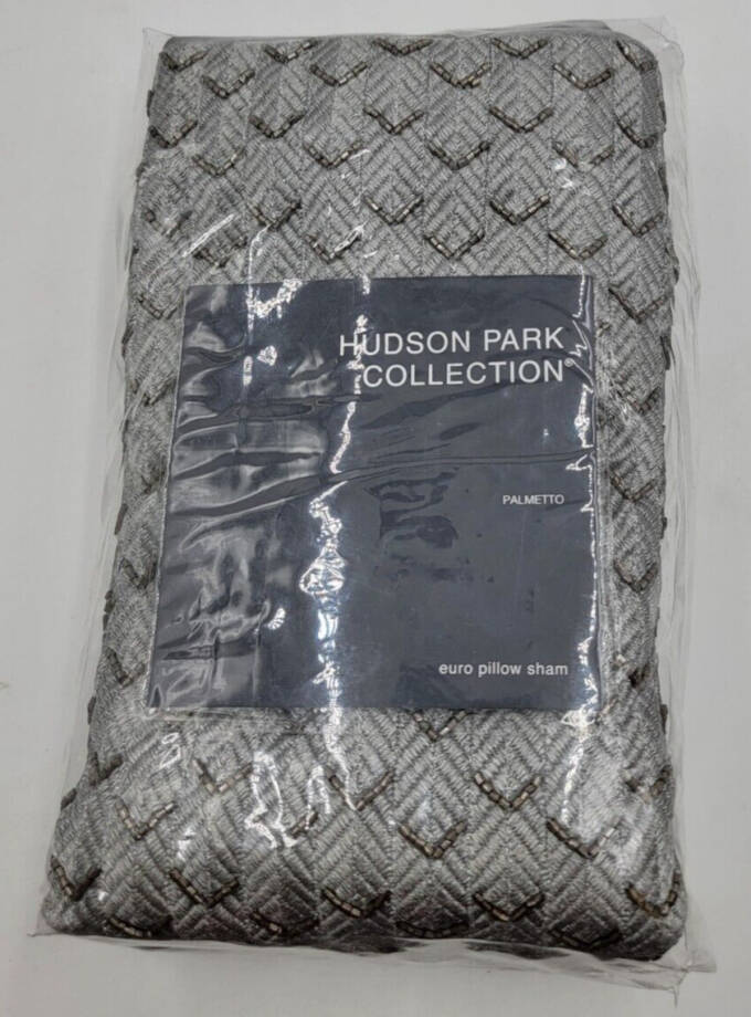 Hudson Park Collection Palmetto Cotton Silk European Pillow Sham 26x26in Silver~