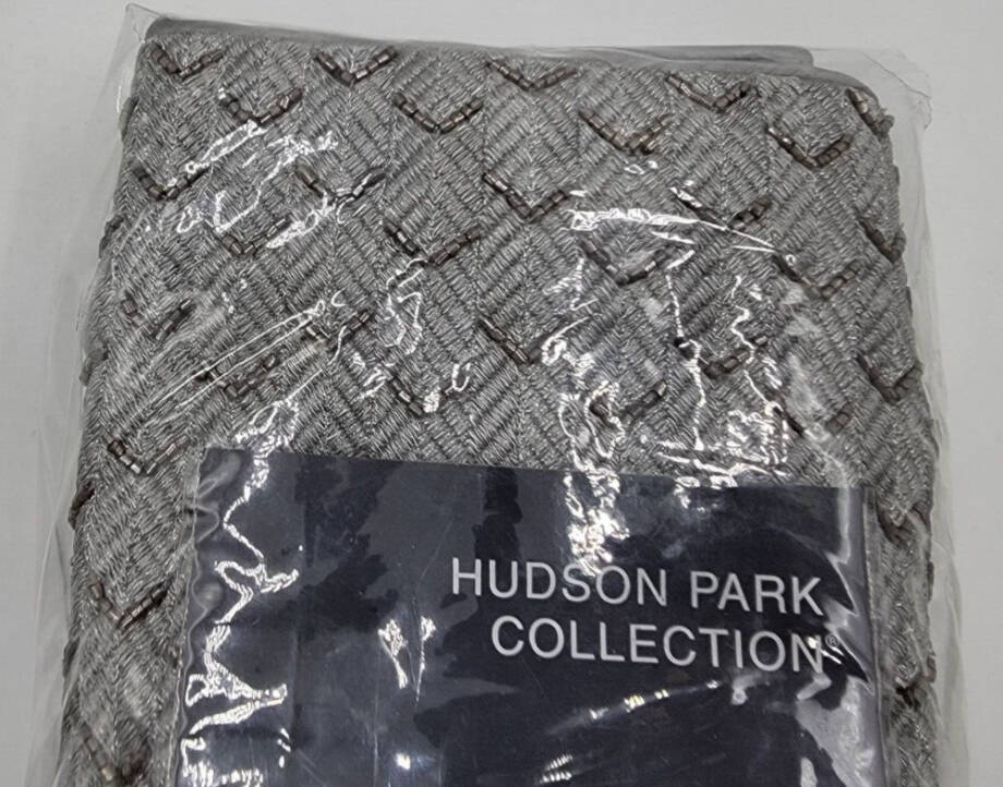 Hudson Park Collection Palmetto Cotton Silk European Pillow Sham 26x26in Silver~