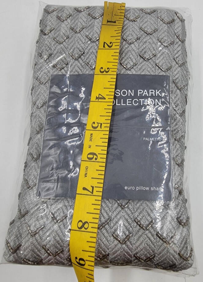 Hudson Park Collection Palmetto Cotton Silk European Pillow Sham 26x26in Silver~