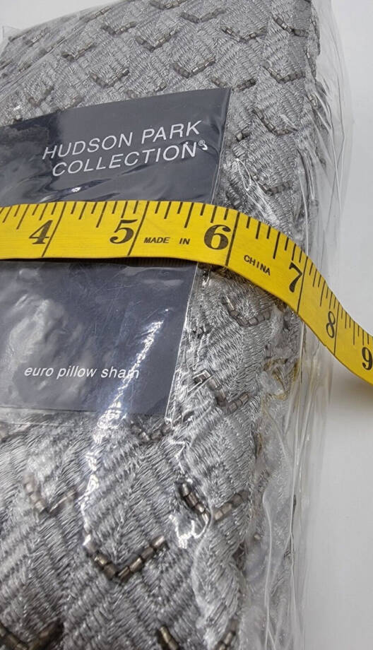 Hudson Park Collection Palmetto Cotton Silk European Pillow Sham 26x26in Silver~