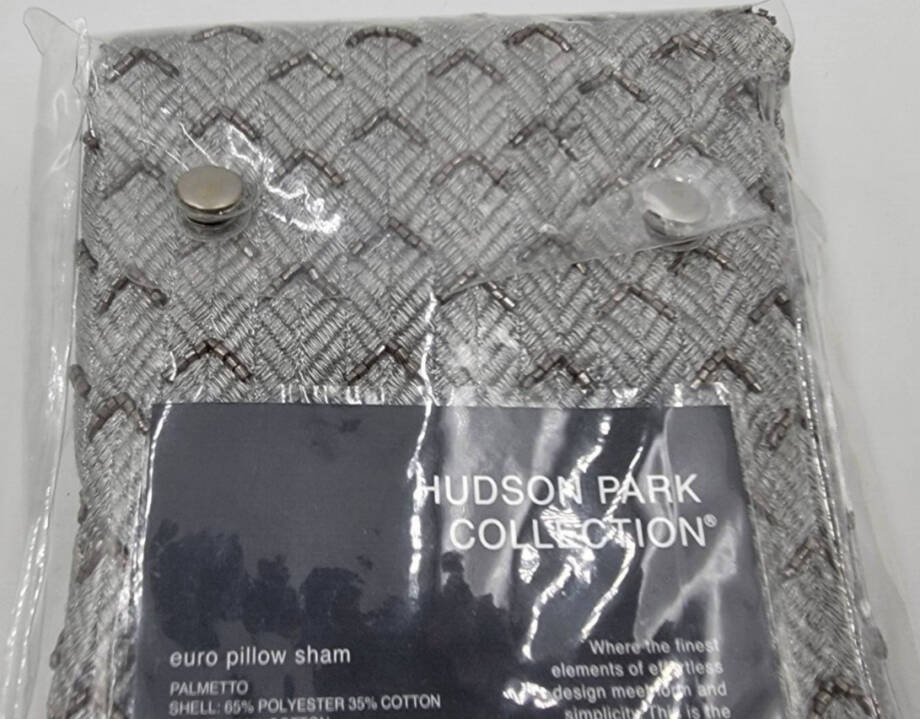 Hudson Park Collection Palmetto Cotton Silk European Pillow Sham 26x26in Silver~