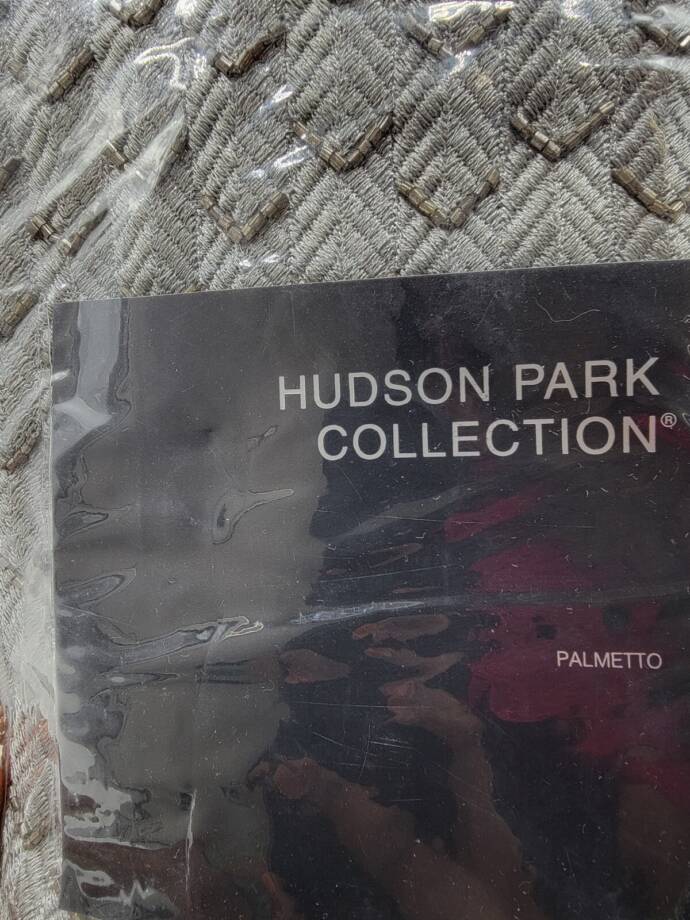 Hudson Park Collection Palmetto Cotton Silk European Pillow Sham 26x26in Silver~