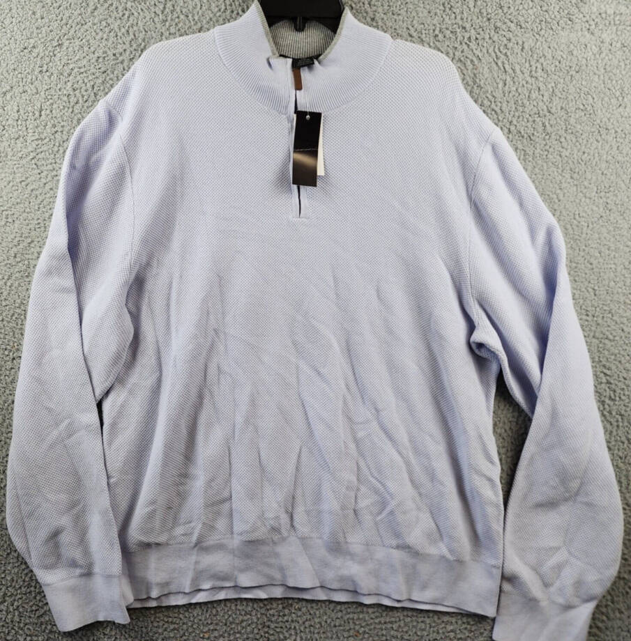 The Men's Store at Bloomingdales Half Zip Sweater Men's XXL Cloud Blue Mock Neck