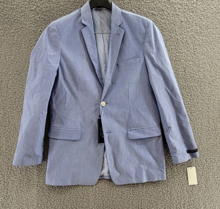 Tommy Hilfiger Pinstripe Lining Stretch Oxford Jacket Boys' 20 Prince Blue L/S