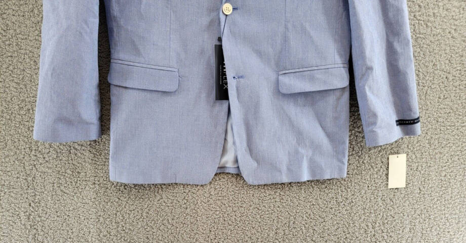 Tommy Hilfiger Pinstripe Lining Stretch Oxford Jacket Boys' 20 Prince Blue L/S