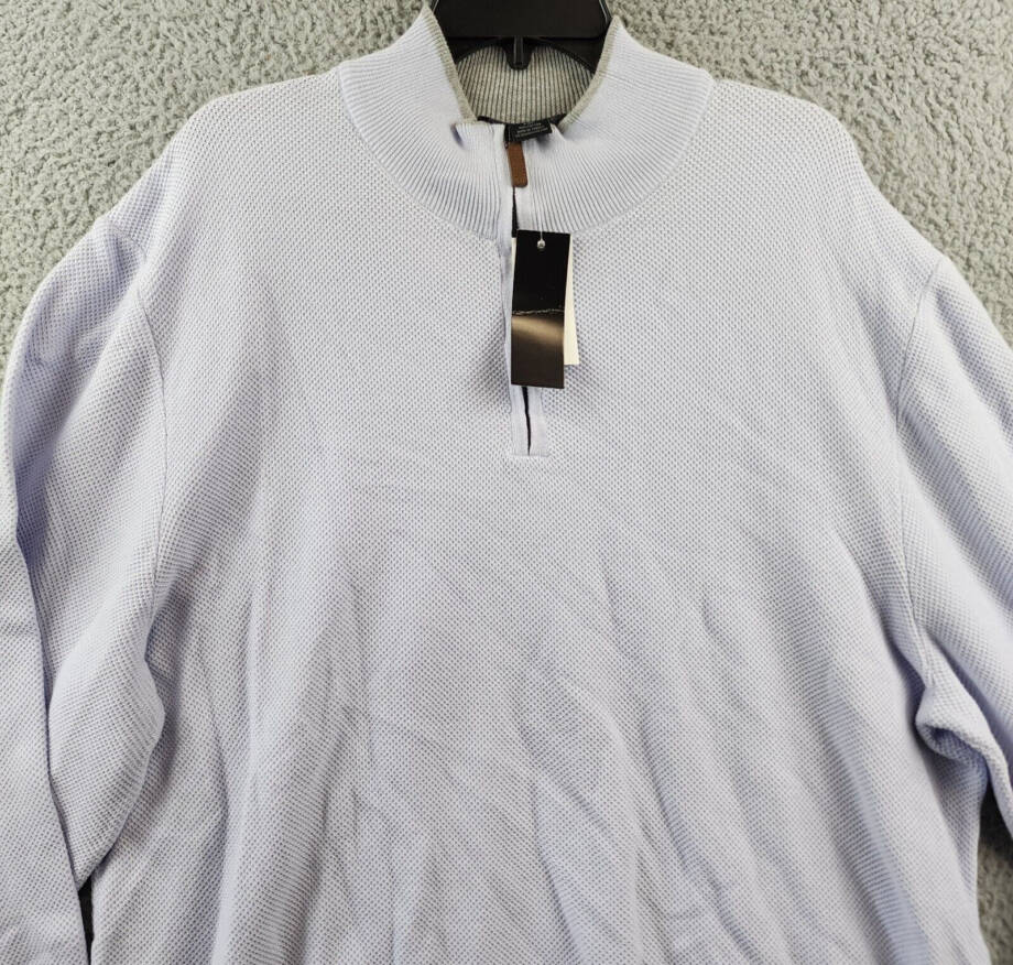 The Men's Store at Bloomingdales Half Zip Sweater Men's XXL Cloud Blue Mock Neck