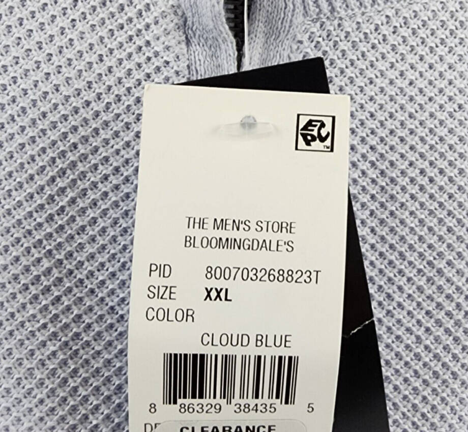The Men's Store at Bloomingdales Half Zip Sweater Men's XXL Cloud Blue Mock Neck