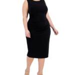 Calvin Klein Plus Size Ruched Sleeveless Midi Dress Women's 1X Black Pullover