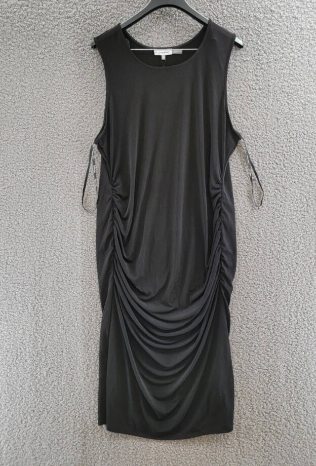 Calvin Klein Plus Size Ruched Sleeveless Midi Dress Women's 1X Black Pullover