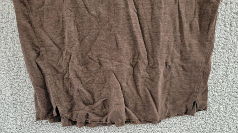 FRAME Easy True Raw-Edge Linen Tee Women's S Espresso Crew Neck Short Sleeve