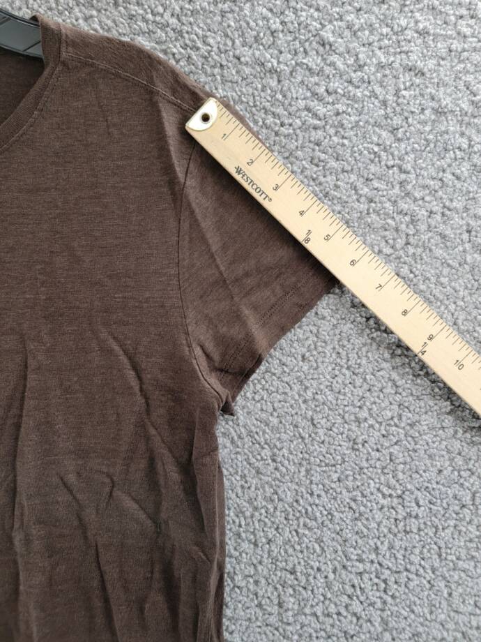 FRAME Easy True Raw-Edge Linen Tee Women's S Espresso Crew Neck Short Sleeve