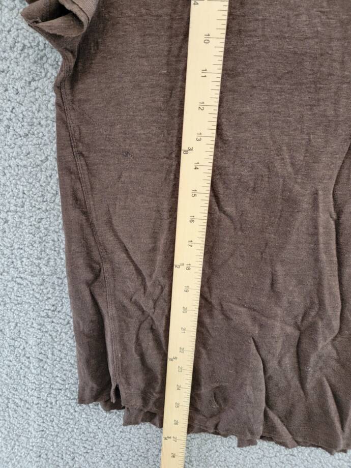 FRAME Easy True Raw-Edge Linen Tee Women's S Espresso Crew Neck Short Sleeve