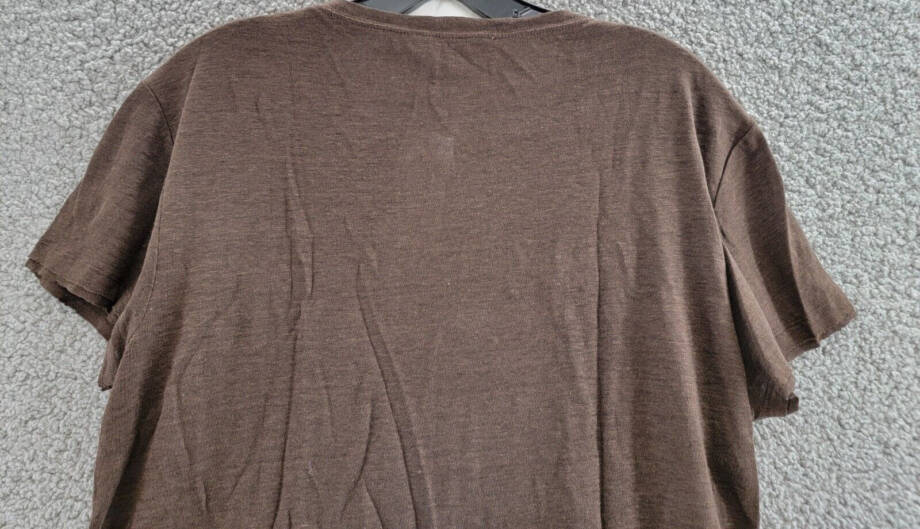 FRAME Easy True Raw-Edge Linen Tee Women's S Espresso Crew Neck Short Sleeve