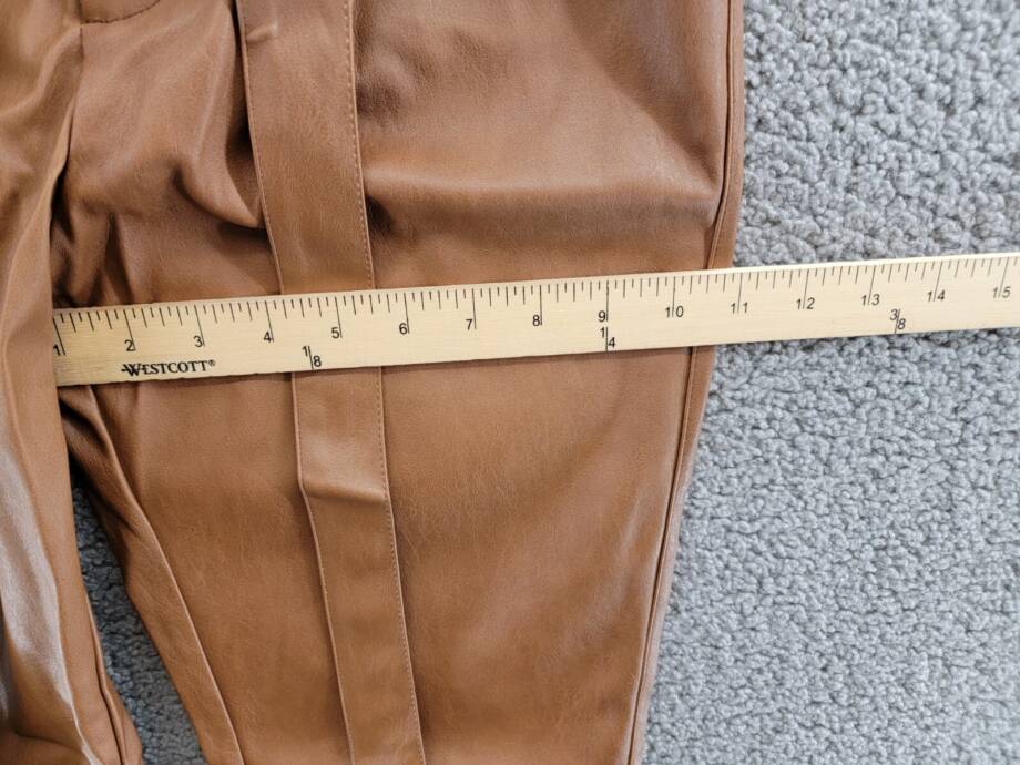 Lucy Paris Faux Leather Paperbag-Waist Pants Women's XS Cognac Zip Fly Hook
