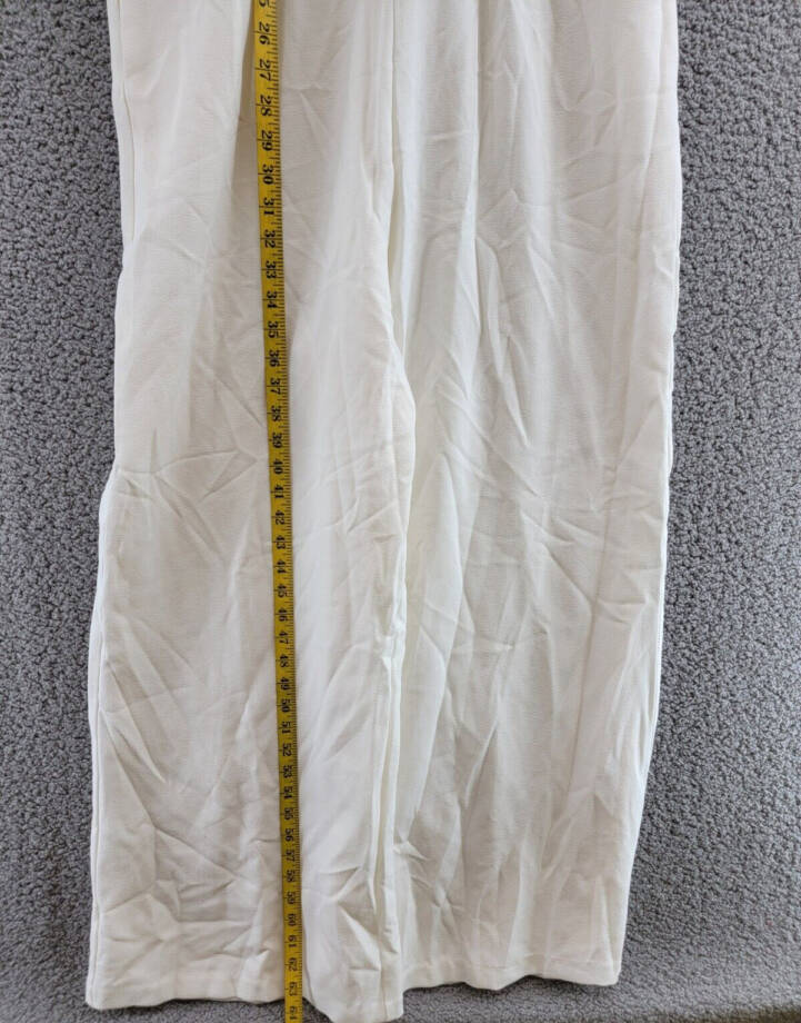 Julia Jordan Crepe Halter Jumpsuit Women's 16 Ivory Back Zip Button Closure