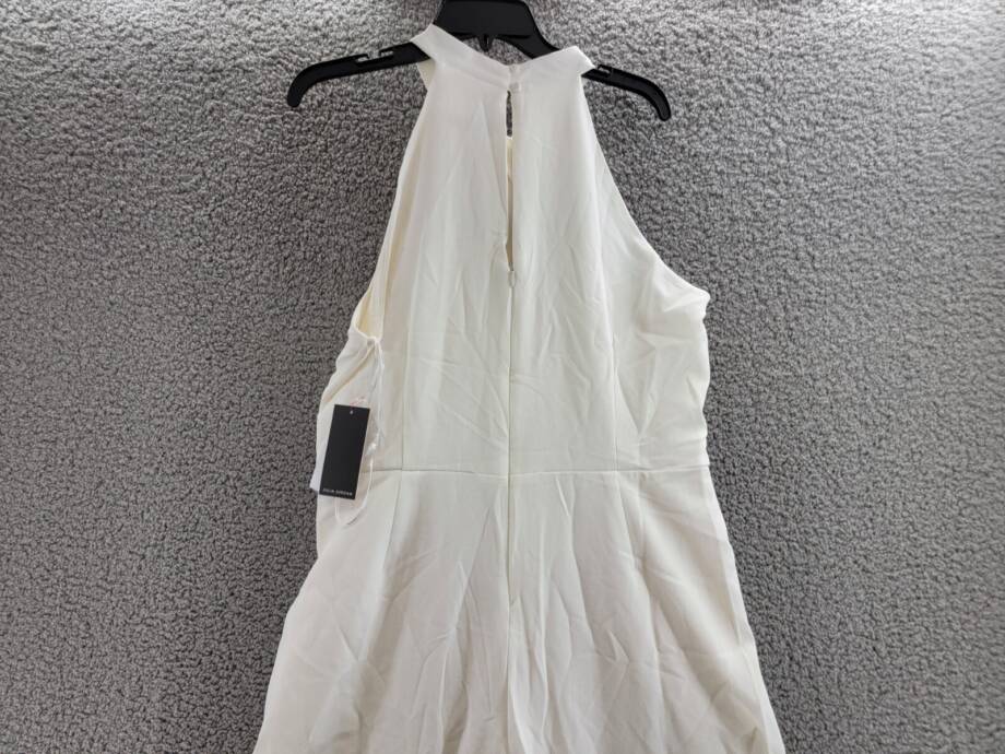 Julia Jordan Crepe Halter Jumpsuit Women's 16 Ivory Back Zip Button Closure