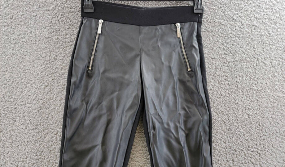 Michael Michael Kors Mixed Media Zip Detail Leggings Women's XS Black Pull On