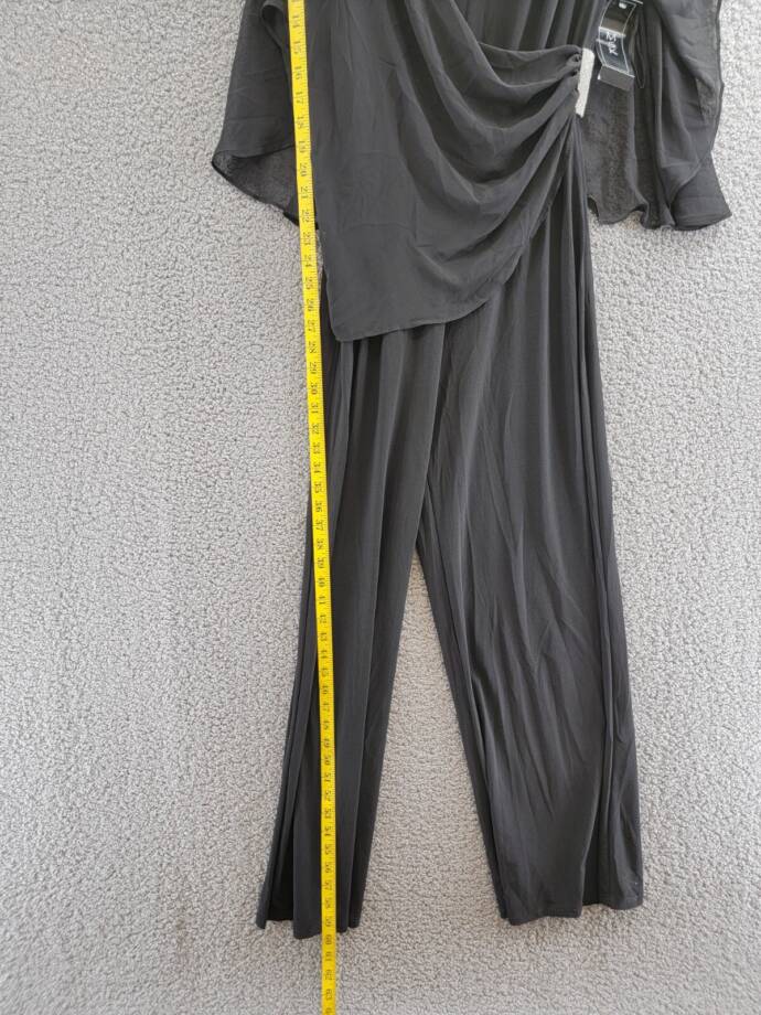 MSK Side-Draped Cold-Shoulder Jumpsuit Women's M Black Embellished Back Zip