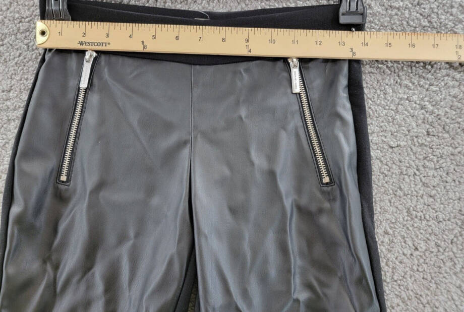 Michael Michael Kors Mixed Media Zip Detail Leggings Women's XS Black Pull On