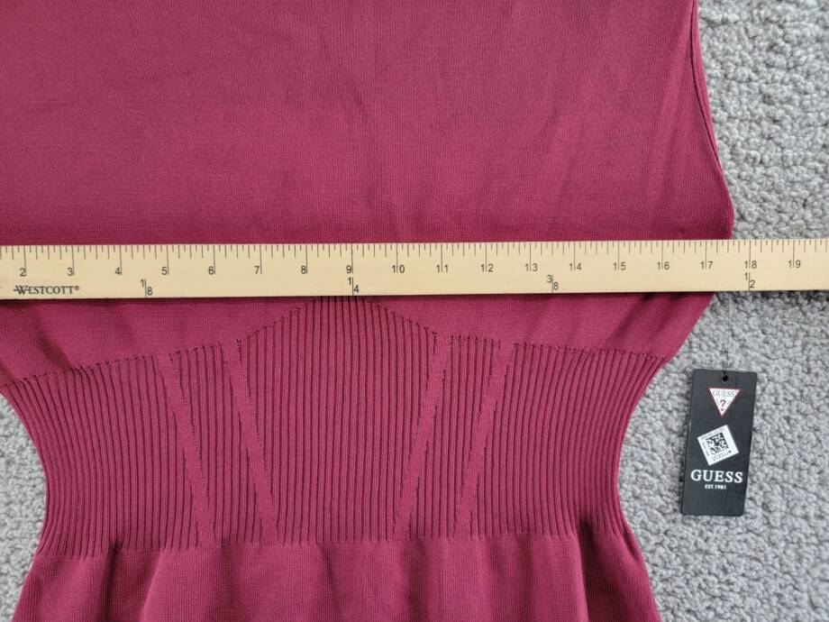 Guess Bandage Sweater Knit Bodycon Dress Women's XL Burgundy Cap Sleeves