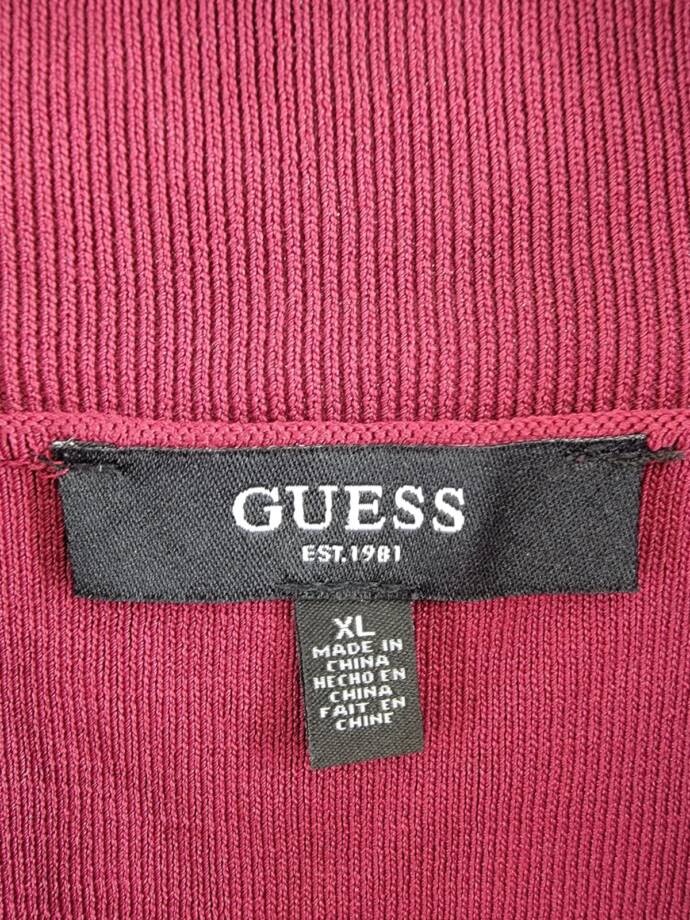 Guess Bandage Sweater Knit Bodycon Dress Women's XL Burgundy Cap Sleeves