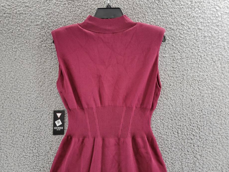 Guess Bandage Sweater Knit Bodycon Dress Women's XL Burgundy Cap Sleeves