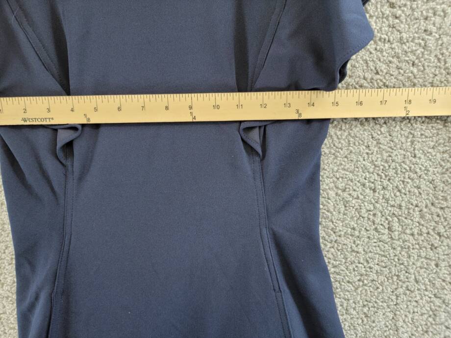 DKNY Petite Flutter-Sleeve Seamed Fit & Flare Dress Women's 6P Navy Back Zip