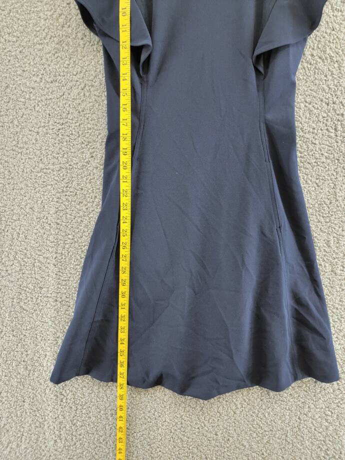 DKNY Petite Flutter-Sleeve Seamed Fit & Flare Dress Women's 6P Navy Back Zip