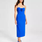 Bardot Gadise Sweetheart Floral Midi Dress Women's S Blue Solid Back Zip Closure