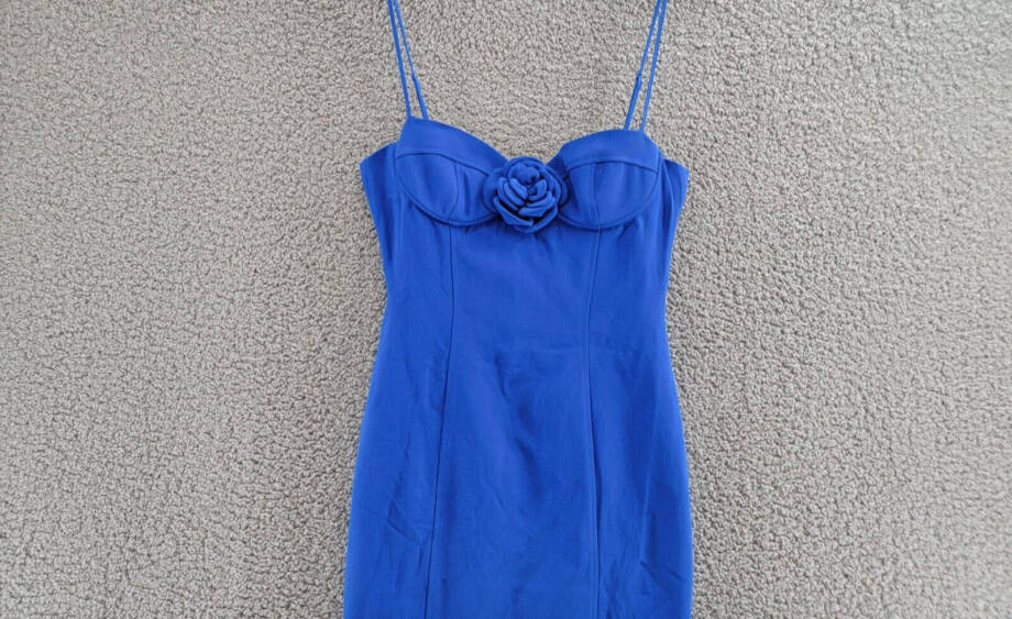 Bardot Gadise Sweetheart Floral Midi Dress Women's S Blue Solid Back Zip Closure