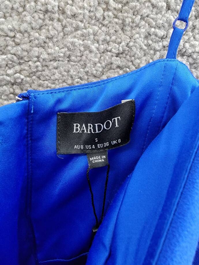 Bardot Gadise Sweetheart Floral Midi Dress Women's S Blue Solid Back Zip Closure
