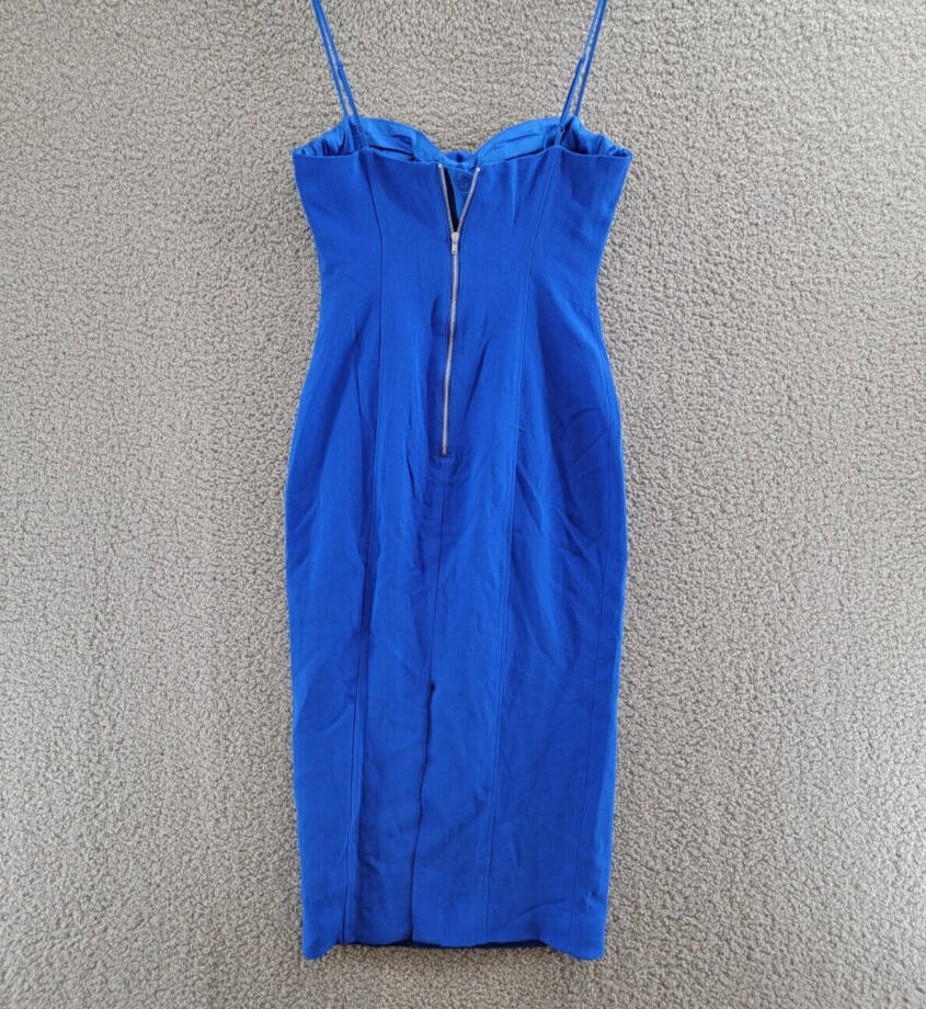 Bardot Gadise Sweetheart Floral Midi Dress Women's S Blue Solid Back Zip Closure