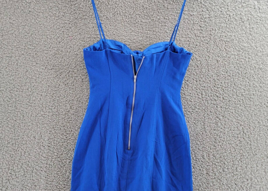 Bardot Gadise Sweetheart Floral Midi Dress Women's S Blue Solid Back Zip Closure
