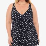 Swim Solutions Plus Size Empire-Banded Swimdress Women's 18W Black Pull On