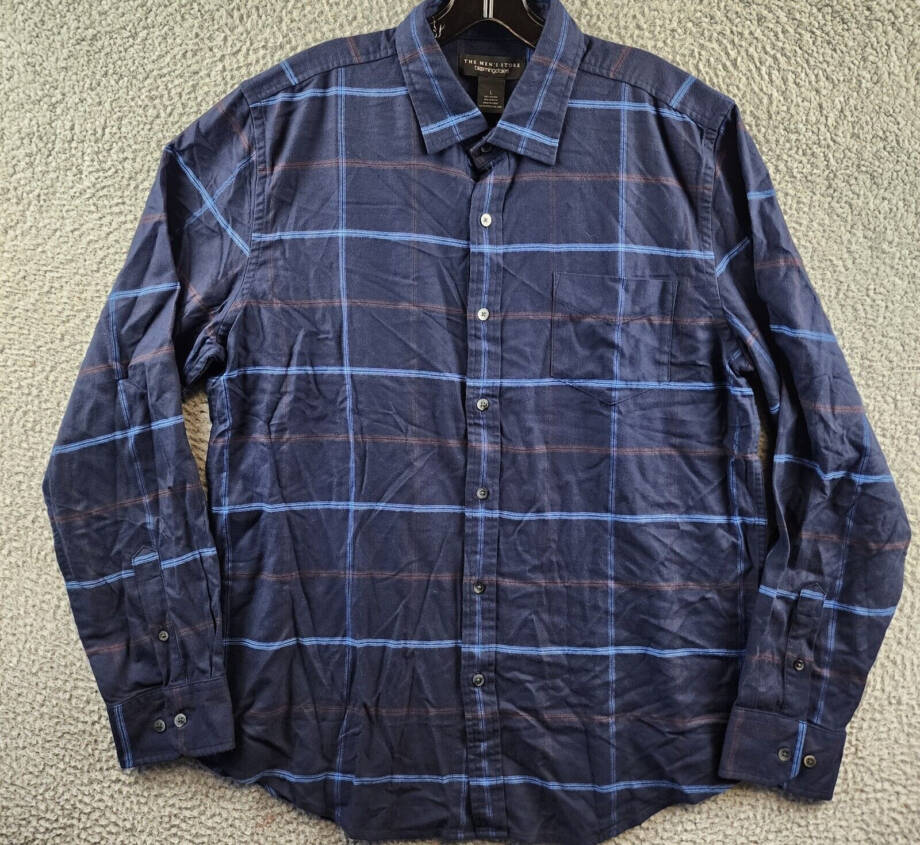 The Men's Store at Bloomingdale's Regular Fit Twill Flannel Shirt Men's L Navy +